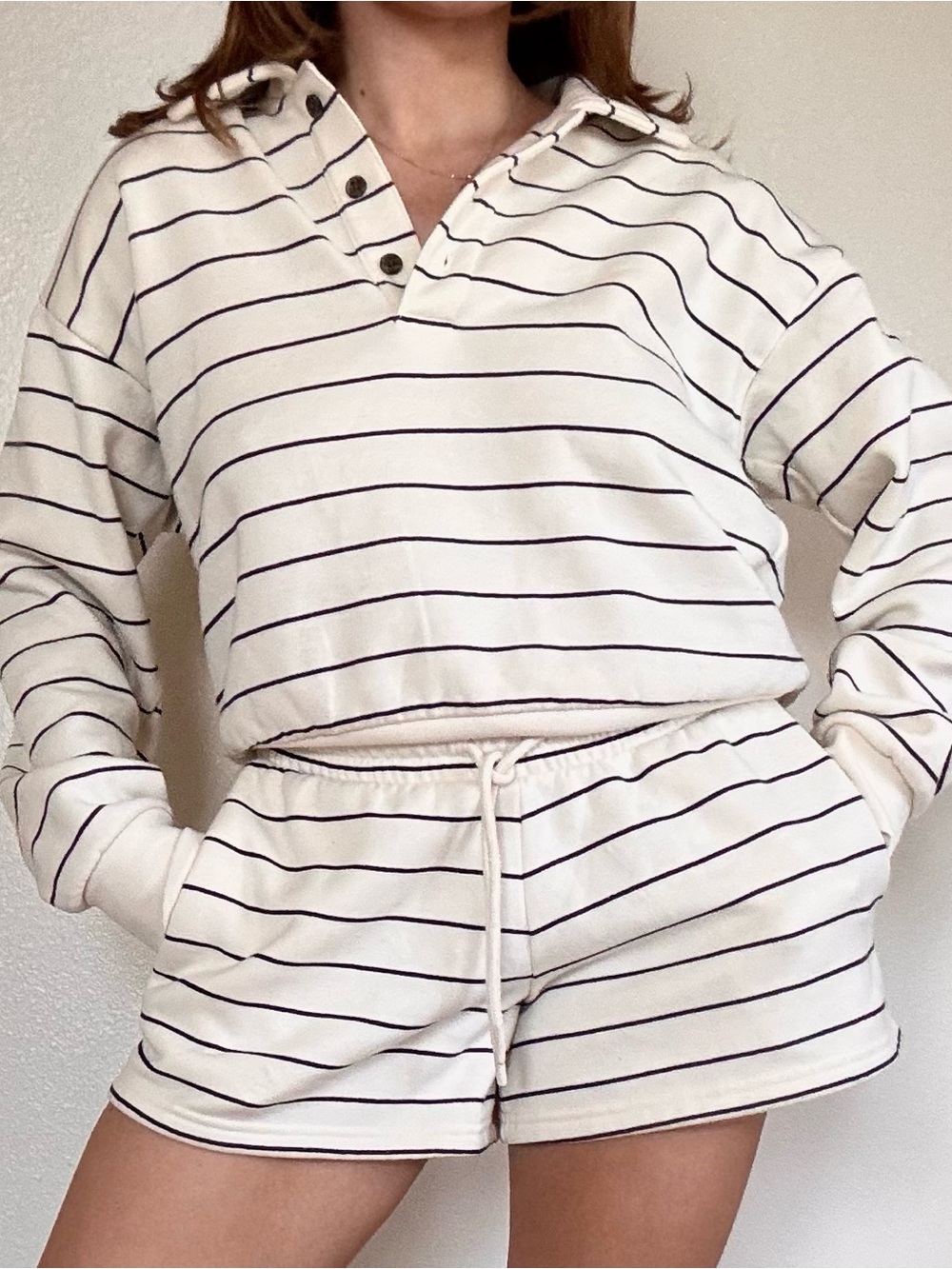 Universal Thread Cream & Navy Striped Kids Pajama Set